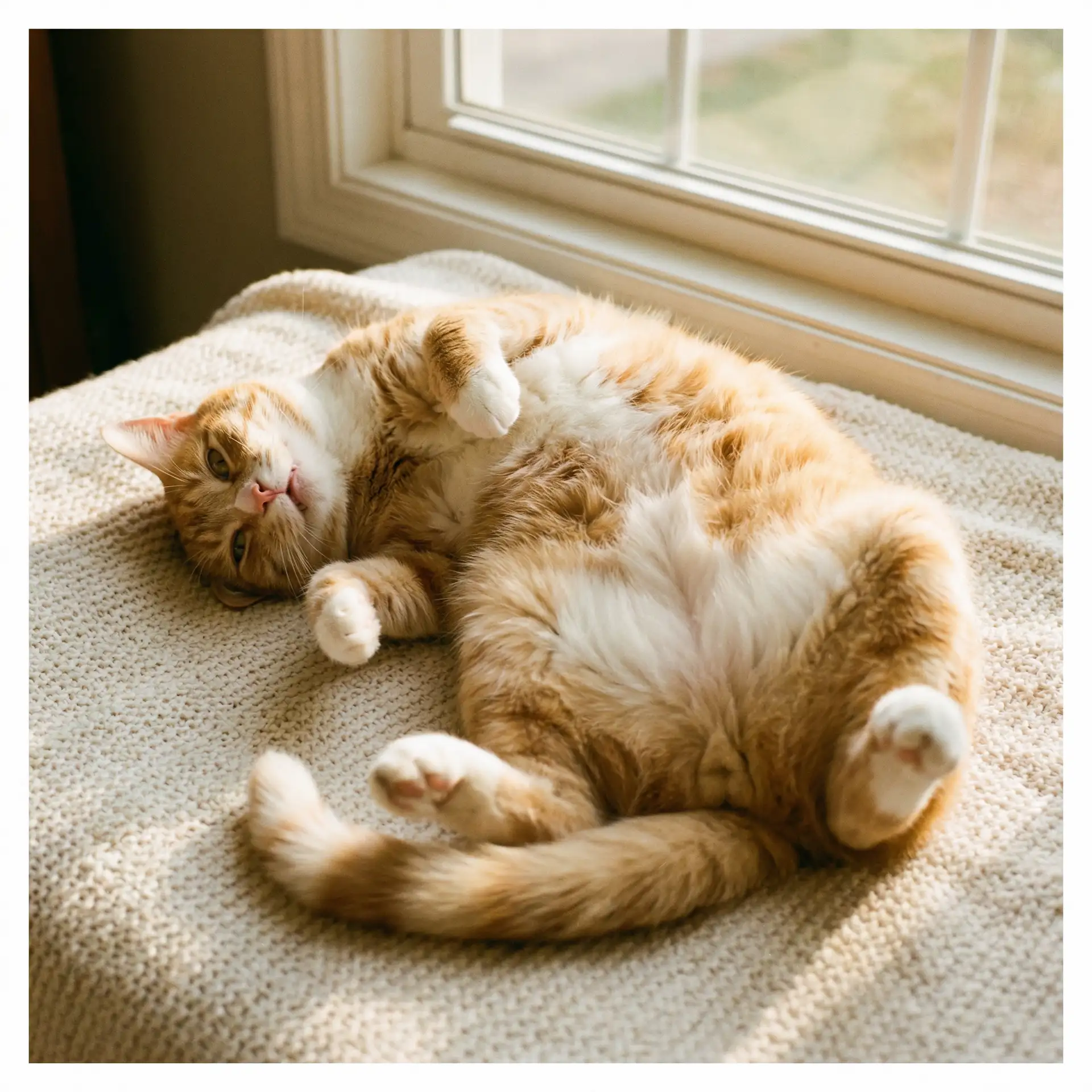 猫咪仰躺露出肚皮 - 青梅竹马是消防员的